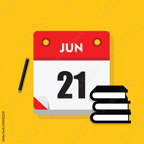 calender icon, 21 june icon with yellow background