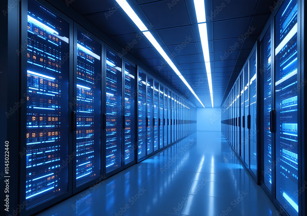 Fototapeta premium digital interior design incorporates abstract data centers polygonal geometry rendering modern