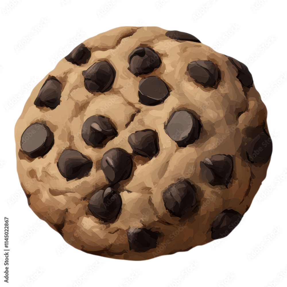 Chocolate Chip Cookie on Transparent Background, Single cookie showcasing rich brown chocolate chips, inviting texture, and warmth Chocolate Chip Cookie on Transparent Background, Single cookie showcasing rich brown chocolate chips, inviting texture, and warmth