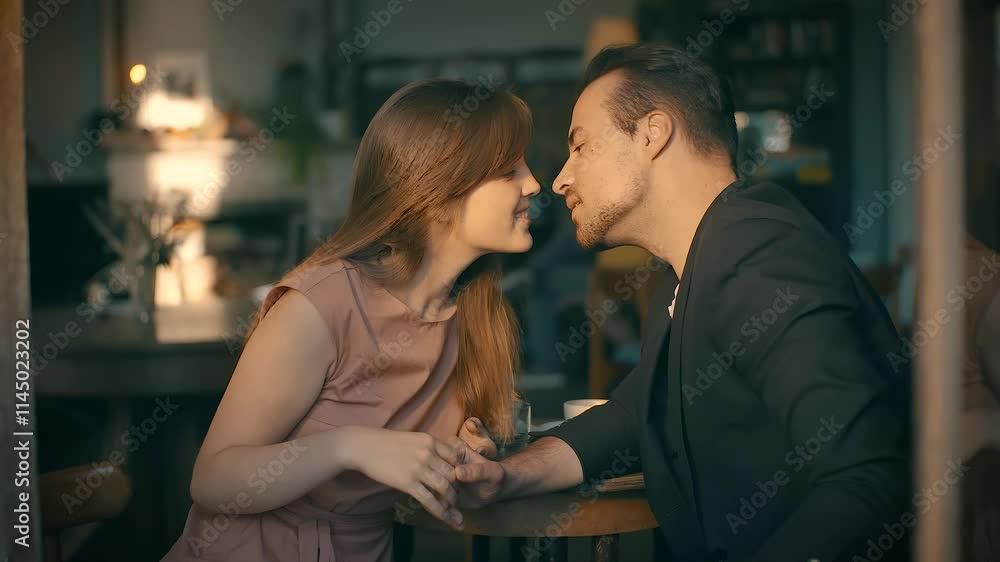 Intimate Moment in a Cozy Caf Setting Intimate Moment in a Cozy Caf Setting