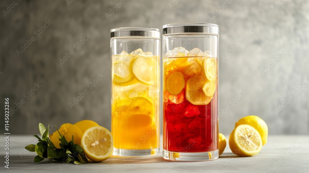 Iced Lemon Tea in Glass Jar - Refreshing Summer Drink Iced Lemon Tea in Glass Jar - Refreshing Summer Drink