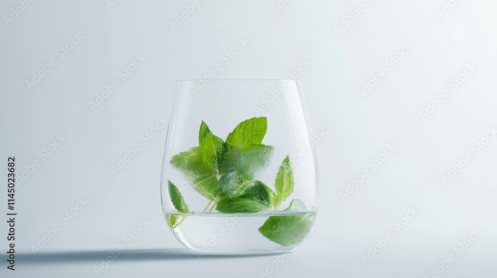 Crisp Mint Water in a Delicate Glass Crisp Mint Water in a Delicate Glass