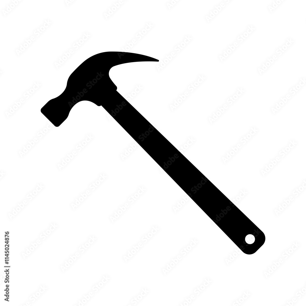 Hammer icon. Black silhouette. Side view. Vector simple flat graphic illustration. Isolated object on white background. Isolate. Hammer icon. Black silhouette. Side view. Vector simple flat graphic illustration. Isolated object on white background. Isolate.