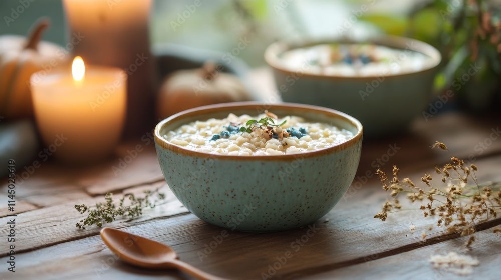Autumnal Risotto in a Rustic Bowl - A Cozy Home-Cooked Meal Autumnal Risotto in a Rustic Bowl - A Cozy Home-Cooked Meal