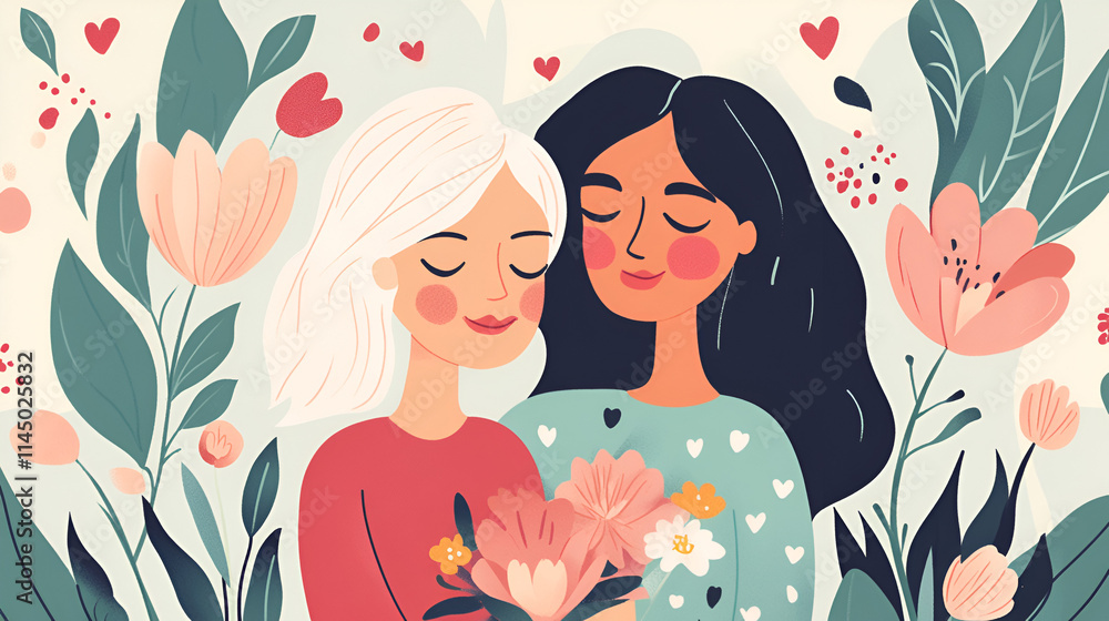 Beautiful image of mother and son, mother's day, family Beautiful image of mother and son, mother's day, family