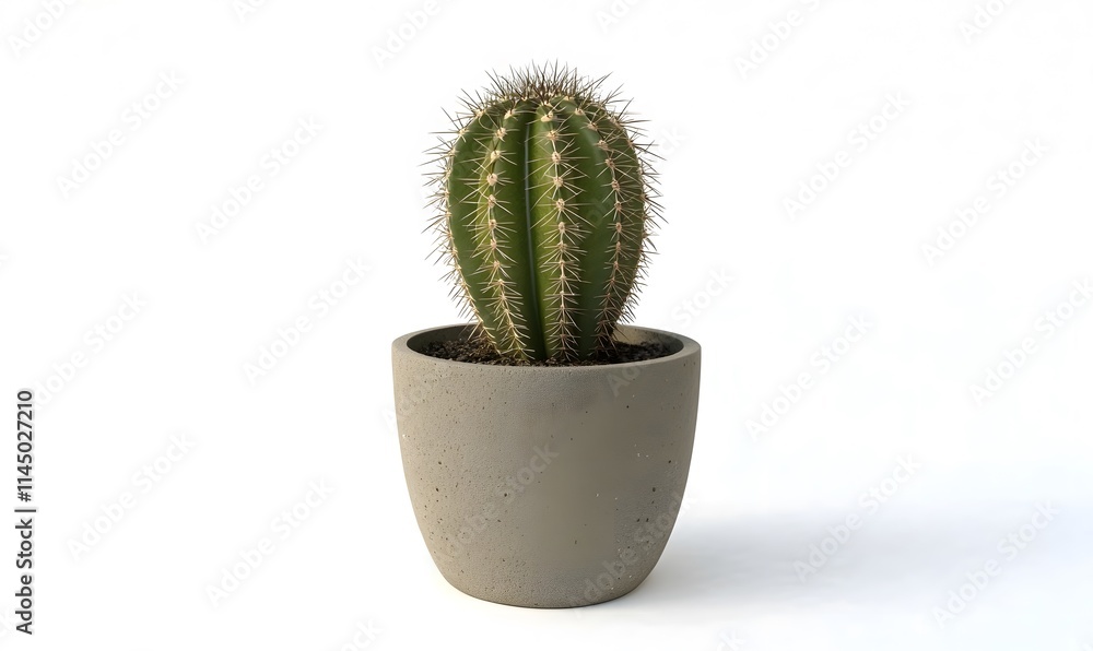 Cactus in gray pot isolated on white. Cactus in gray pot isolated on white.