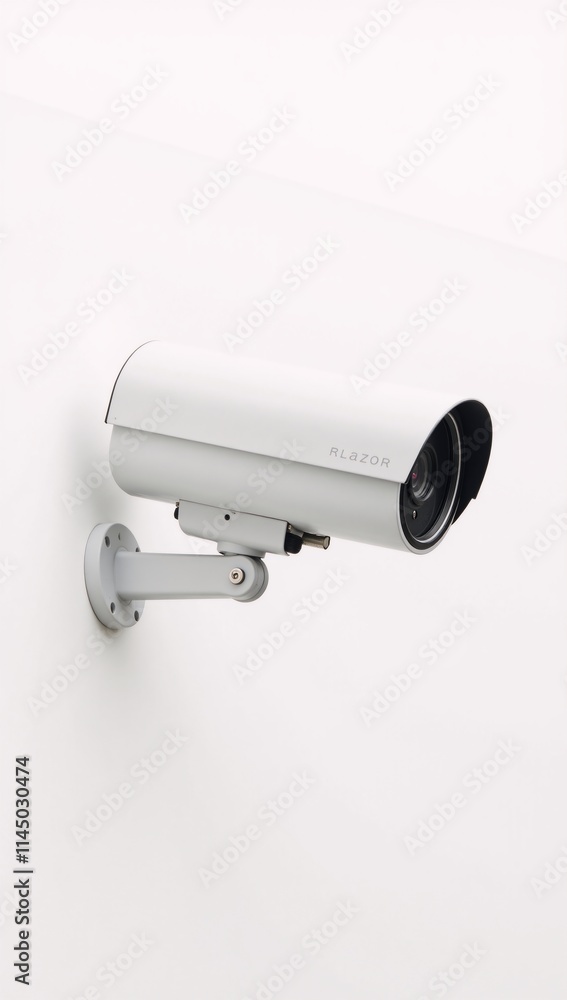 Vector illustration of a sleek security camera against a white backdrop suitable for security and safety design concepts Vector illustration of a sleek security camera against a white backdrop suitable for security and safety design concepts