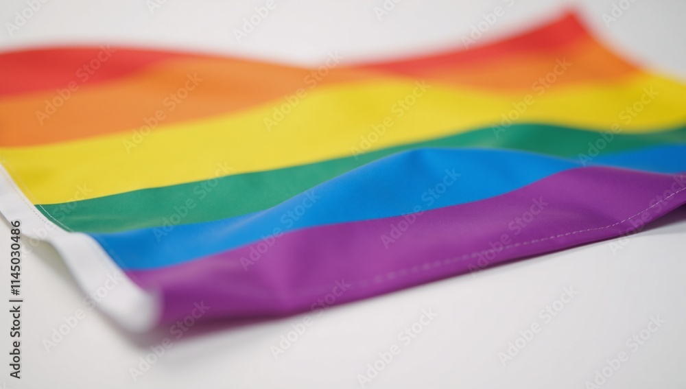 A pristine gay pride rainbow flag displayed without creases or wrinkles A pristine gay pride rainbow flag displayed without creases or wrinkles