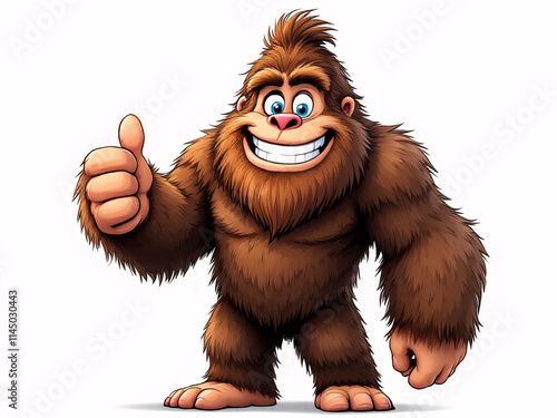 A cheerful Bigfoot giving a thumbs up, cartoon illustration.