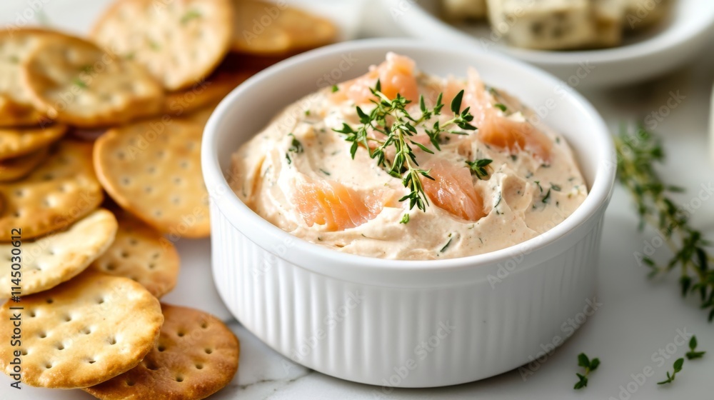 Creamy Salmon Dip with Crackers - Delightful Appetizer Creamy Salmon Dip with Crackers - Delightful Appetizer
