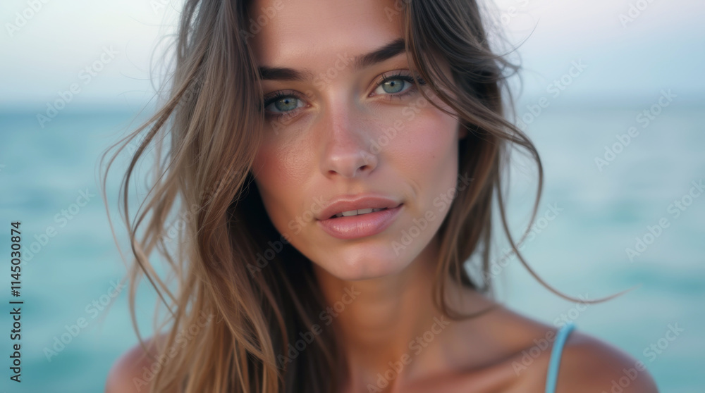 close-up portrait of a beautiful woman on the beach close-up portrait of a beautiful woman on the beach