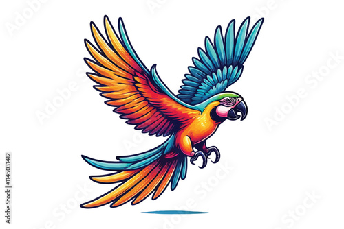 Adobe Illustratoarrot flying color vector illustration with white backgroundr Artwork