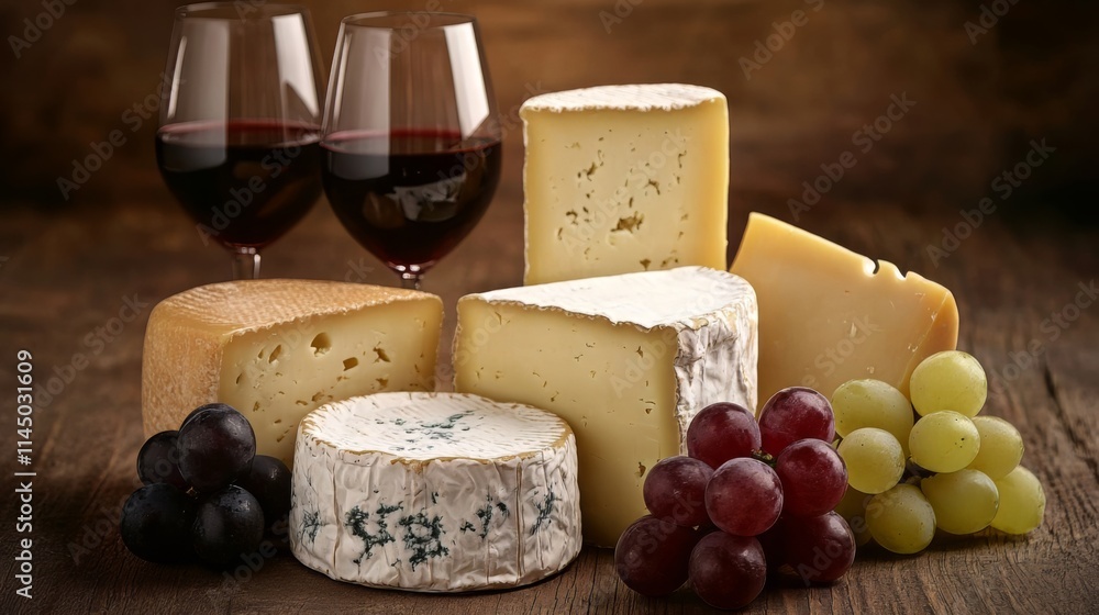 Aromatic Cheese and Wine Pairing with Fresh Grapes Aromatic Cheese and Wine Pairing with Fresh Grapes