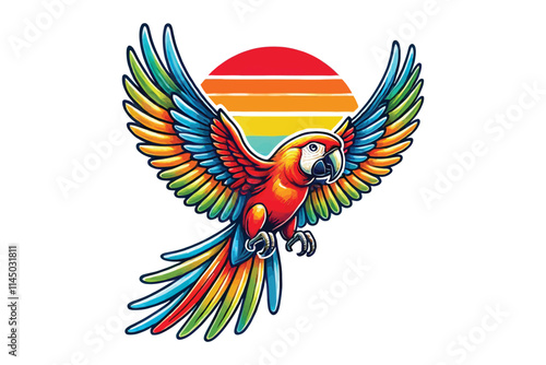 arrot flying color vector illustration with white background