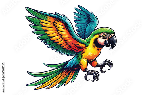 arrot flying color vector illustration with white background