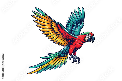 arrot flying color vector illustration with white background