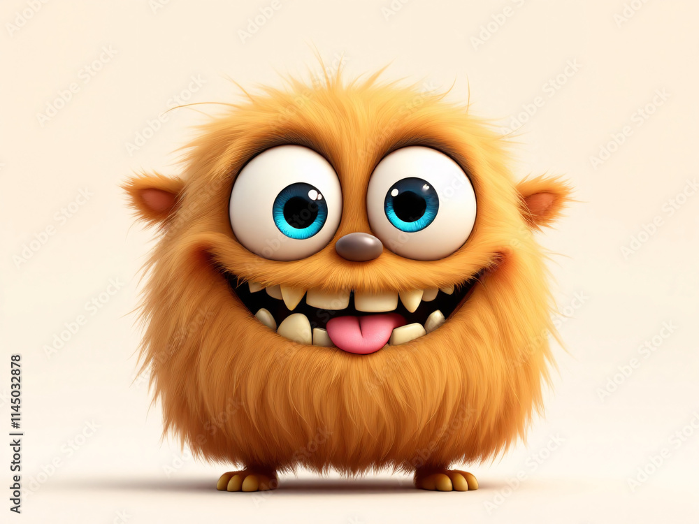 A funny furry brown monster with tongue out A funny furry brown monster with tongue out