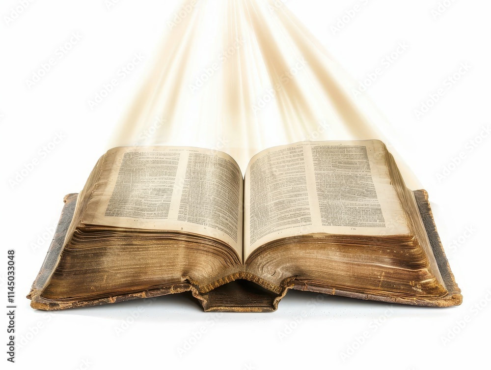 Obraz premium Illuminated open book symbolizing knowledge studio photography isolated