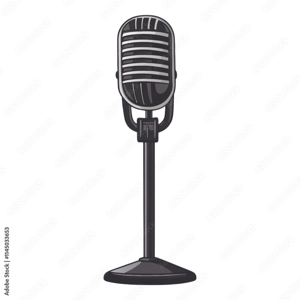 Fototapeta premium Flat microphone icon design, vibrant colors, transparent background, suitable for digital media and audio-related projects