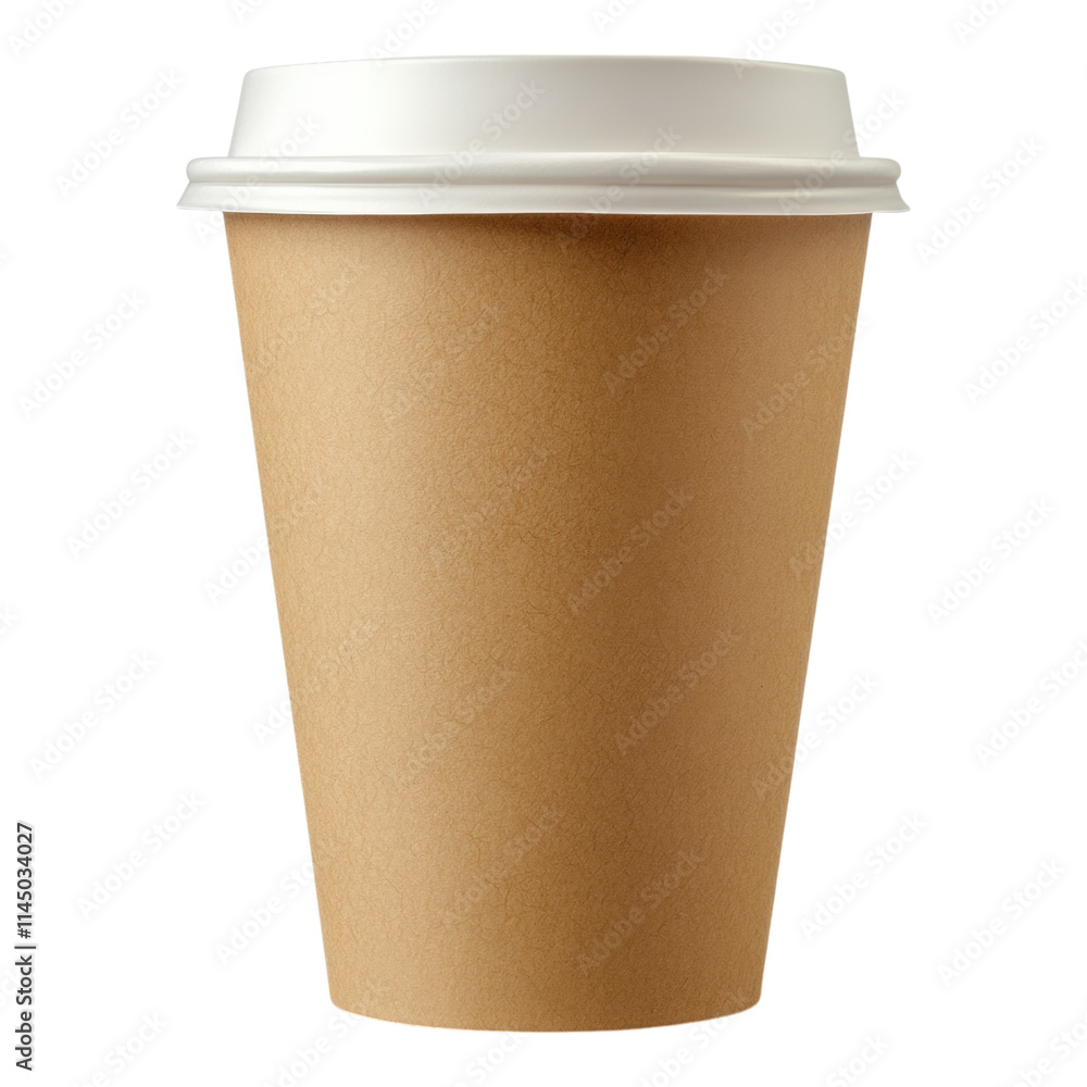 Foldable paper cup mock-up featuring a blank branding area, ideal for showcasing custom designs or logos on a transparent background