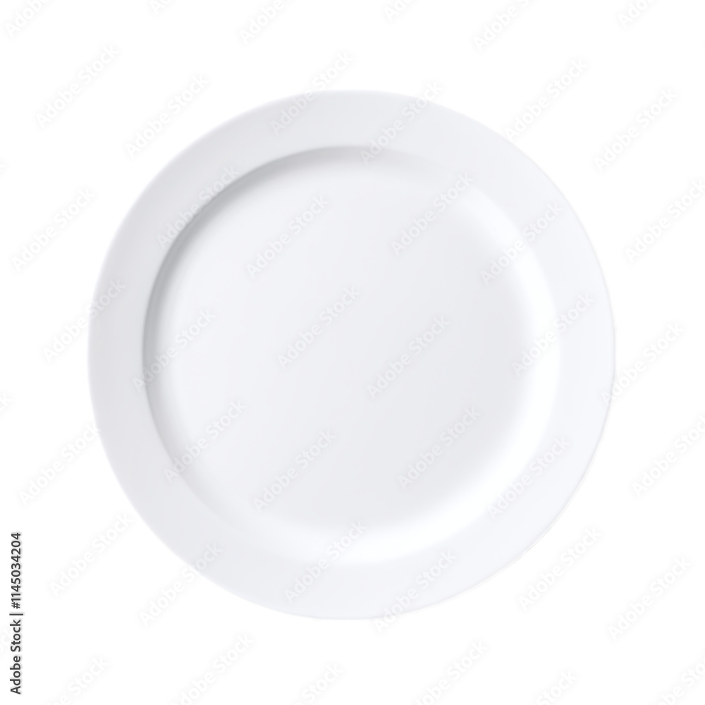 Plain white ceramic plate isolated on transparent background Plain white ceramic plate isolated on transparent background
