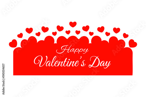 Happy Valentine's Day Typography Silhouette Vector illustration with heart shape isolated on a transparent background