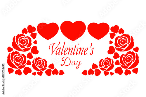 Happy Valentine's Day Typography Silhouette Vector illustration with heart shape isolated on a transparent background