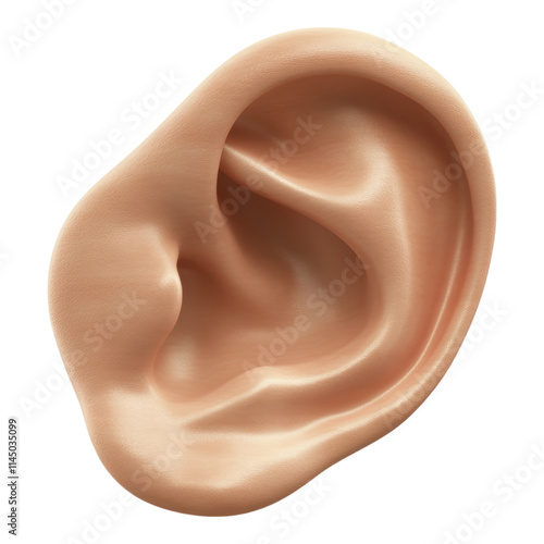 Obraz na płótnie Human ear anatomy illustration showcasing outer, middle, inner structures, transparent background for educational use, clear and detailed design w salonie