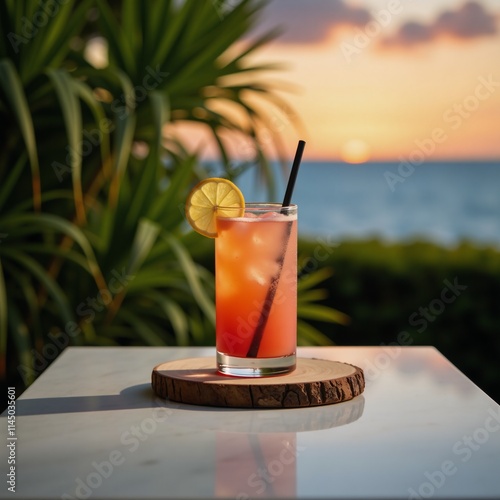 A vibrant summer scene featuring refreshing cocktails photo