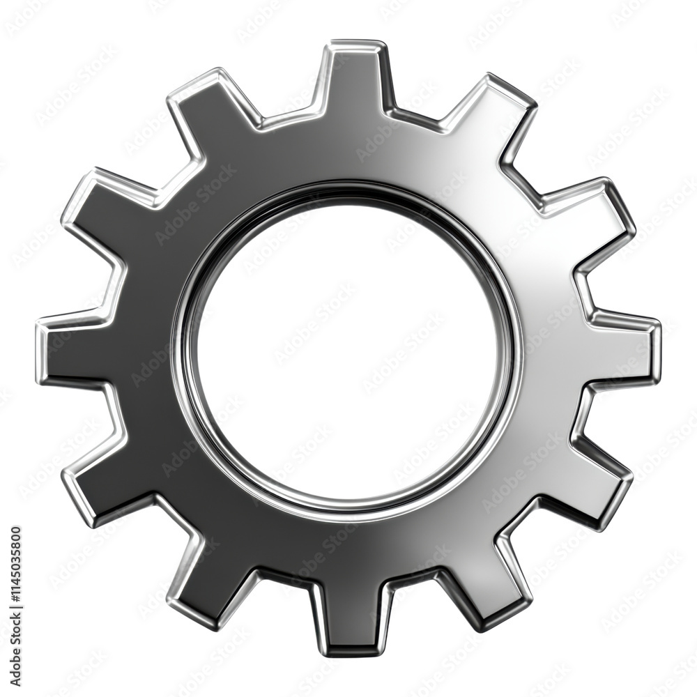 Silver minimalist gear icon, sleek design, transparent background, ideal for tech and industrial applications, versatile and modern aesthetic Silver minimalist gear icon, sleek design, transparent background, ideal for tech and industrial applications, versatile and modern aesthetic
