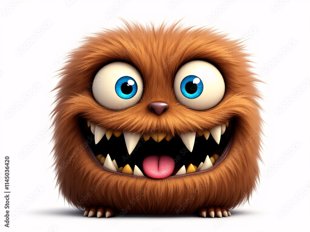A funny furry brown monster with tongue out A funny furry brown monster with tongue out