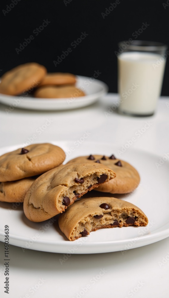 Nutrient-rich insect cookies served with milk offering a protein-packed dessert option for health-conscious consumers seeking sustainability Nutrient-rich insect cookies served with milk offering a protein-packed dessert option for health-conscious consumers seeking sustainability