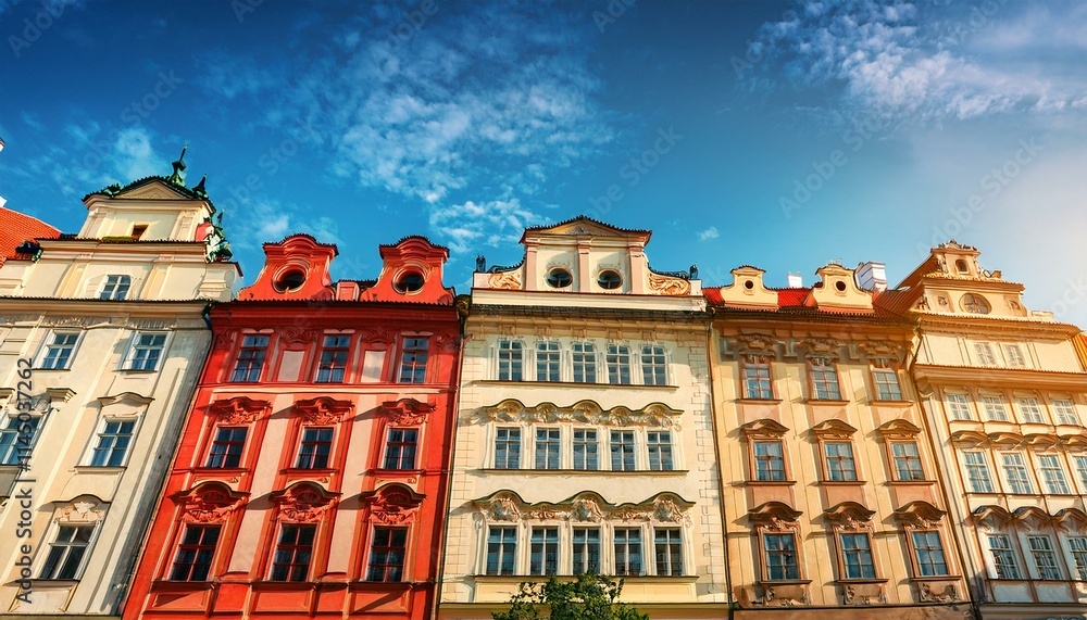 Fototapeta premium Prague’s Skyline in the Sun: The City's Most Beautiful Buildings