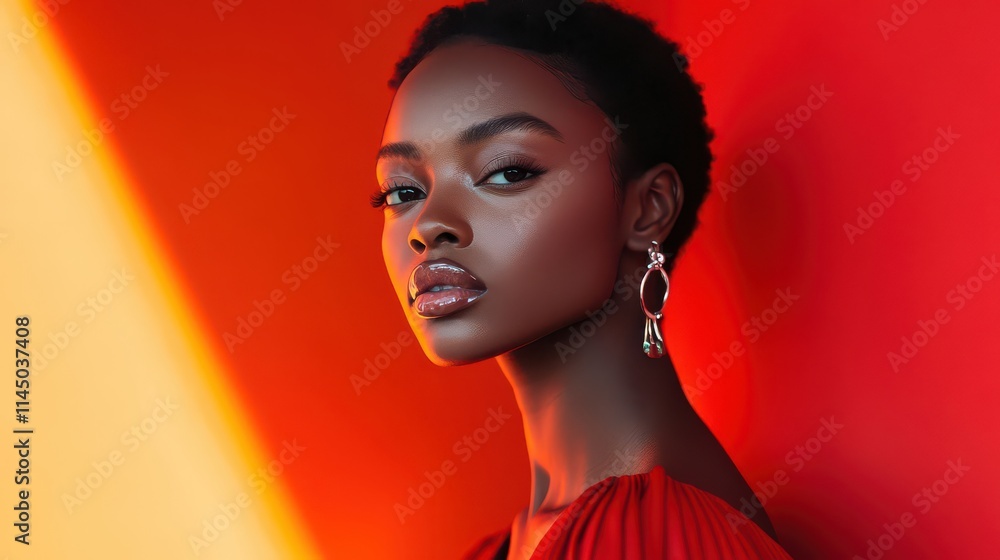Elegant Portrait of a Woman with a Bold Background Elegant Portrait of a Woman with a Bold Background
