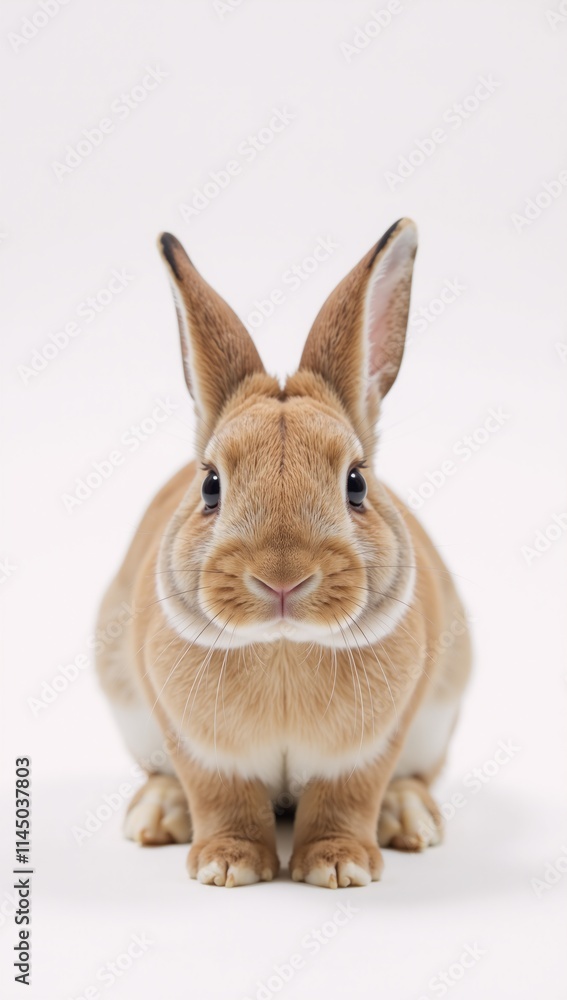 Fototapeta premium Adorable detailed rabbit stands alone against a pristine white background