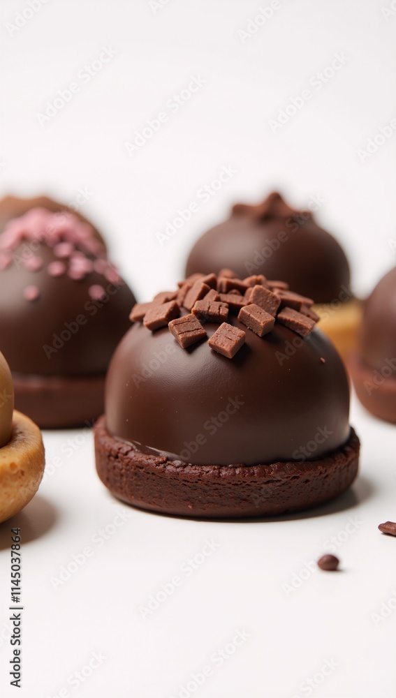 Chocolate-themed desserts against a pristine white backdrop White Chocolate Desserts Chocolate-themed desserts against a pristine white backdrop White Chocolate Desserts