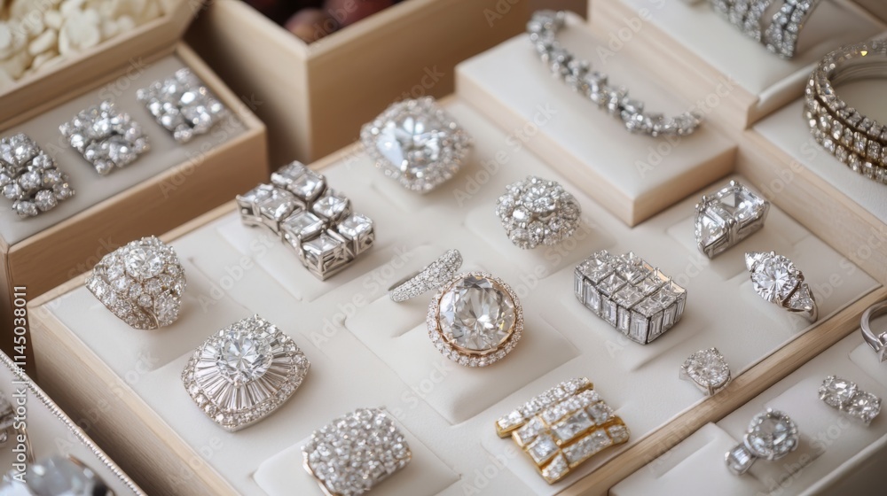 A dazzling display of exquisite diamond jewelry A dazzling display of exquisite diamond jewelry