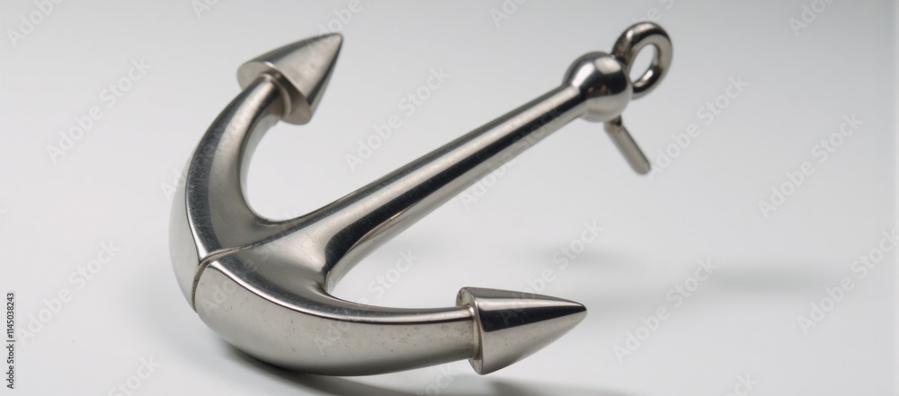 Nautical design Shiny metal anchor symbolizes maritime stabilitysecurity Nautical design Shiny metal anchor symbolizes maritime stabilitysecurity