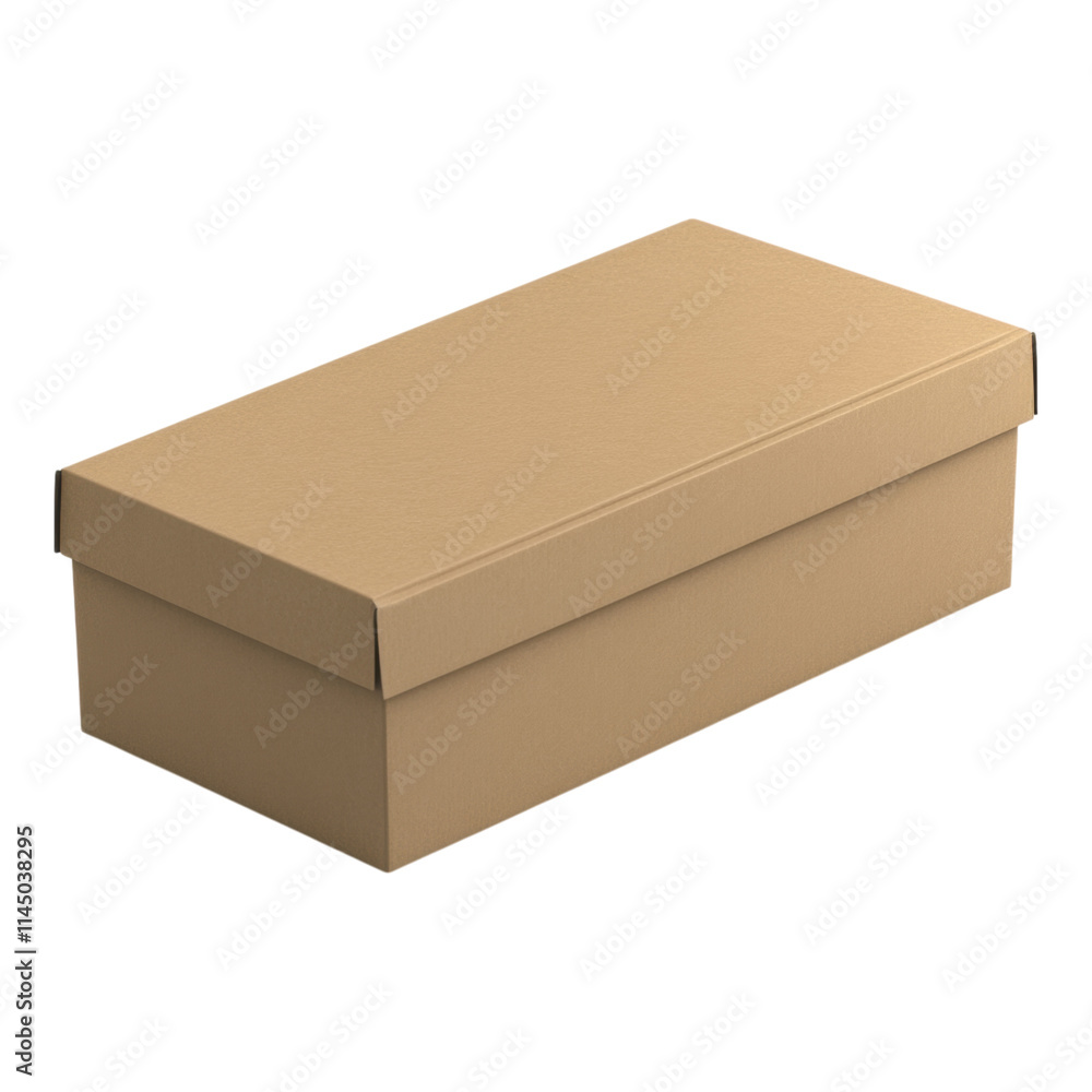 Rectangular shoebox packaging mock-up, sleek design, transparent background, ideal for brand presentations, versatile for various product displays