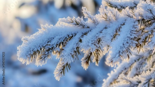 Frosted Pine Branch in Winter Wonderland