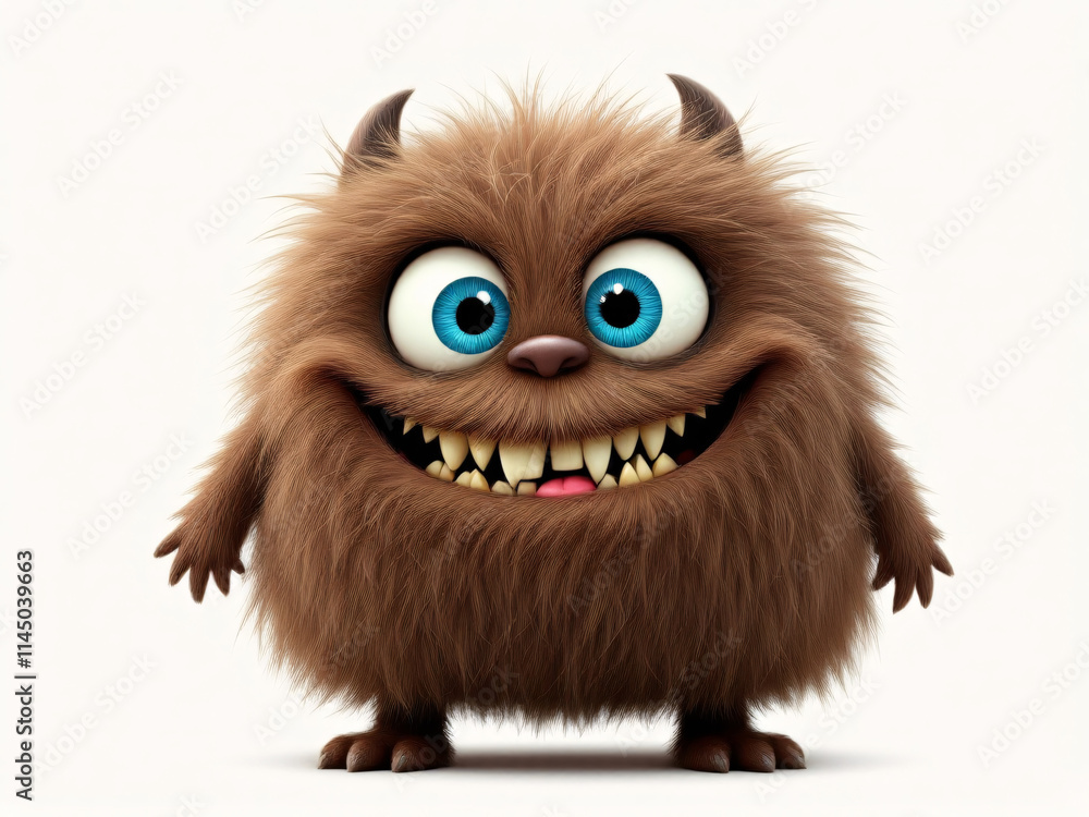 A funny furry brown monster with tongue out A funny furry brown monster with tongue out