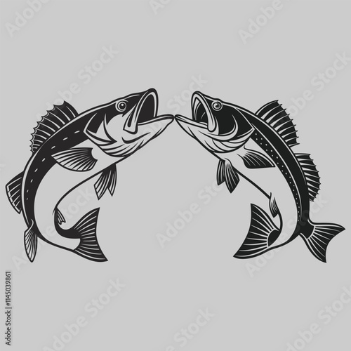 Walleye fish silhouette vector design art and illustration