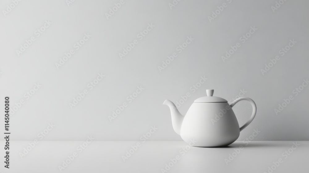 Elegant White Teapot on a Minimalist Table Elegant White Teapot on a Minimalist Table