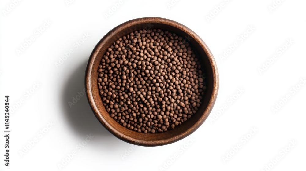 Aromatic Brown Seeds in Wooden Bowl - Perfect Healthy Snack Aromatic Brown Seeds in Wooden Bowl - Perfect Healthy Snack