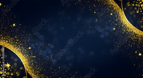 Festive bokeh: dark blurred Christmas lights background with happy holiday party glow and warm flare