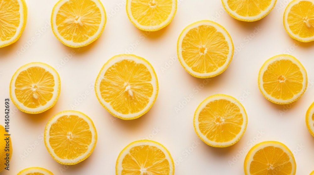 Fototapeta premium Vibrant Lemon Slices Pattern - Fresh and Healthy Food Arrangement