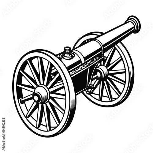 field gun on white background