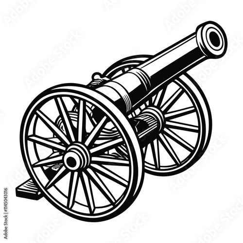 field gun on white background