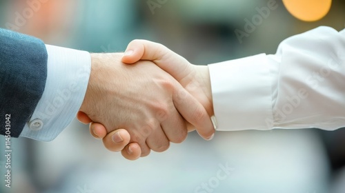 Powerful Handshake: Symbol of Business Partnership and Agreement