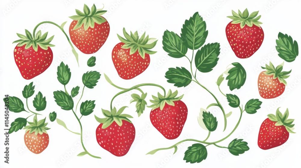 Vibrant Strawberry Pattern Design Vibrant Strawberry Pattern Design